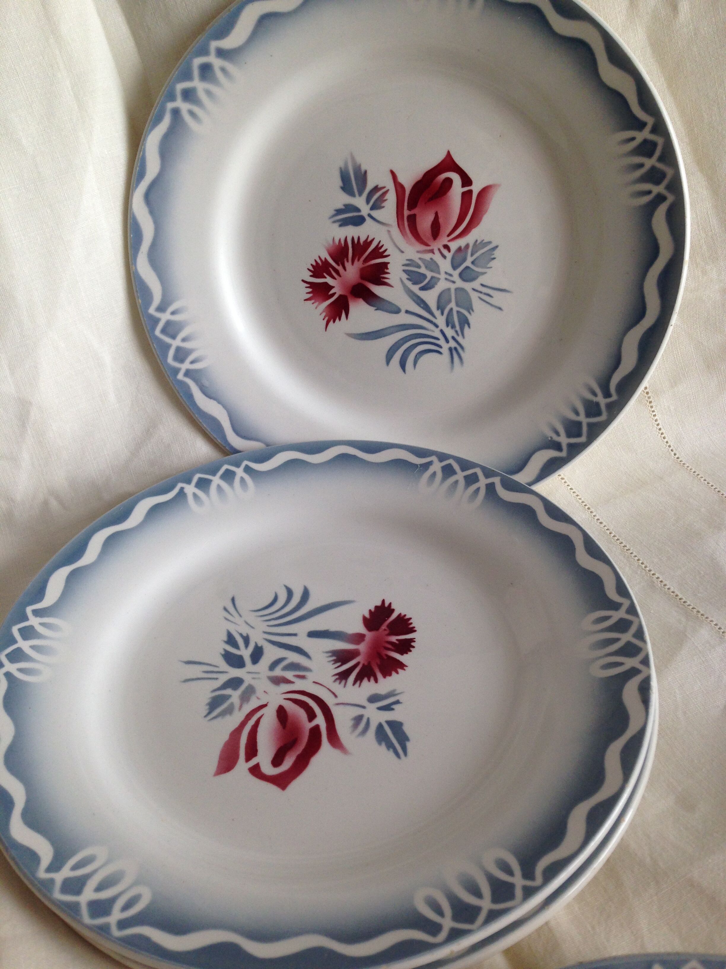 4 dessert plates model Juliette, Digoin-Sarreguemine