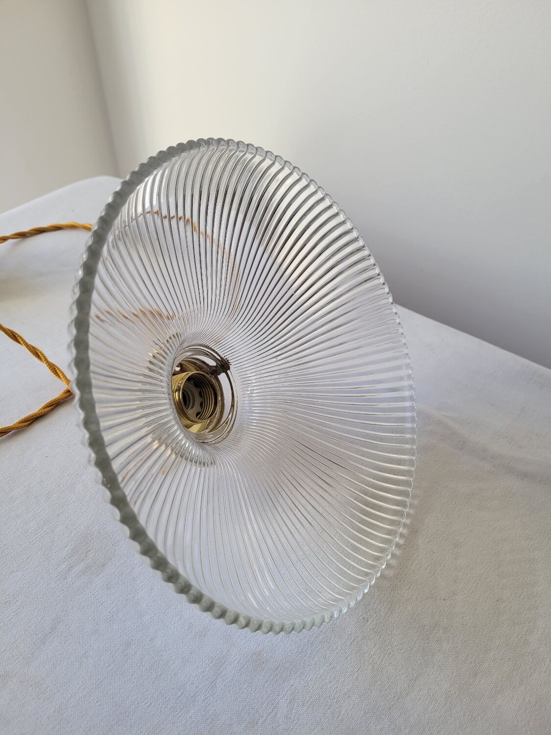 Holophane glass pendant lamp