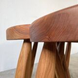 Flower coffee table set with elm tripod stools