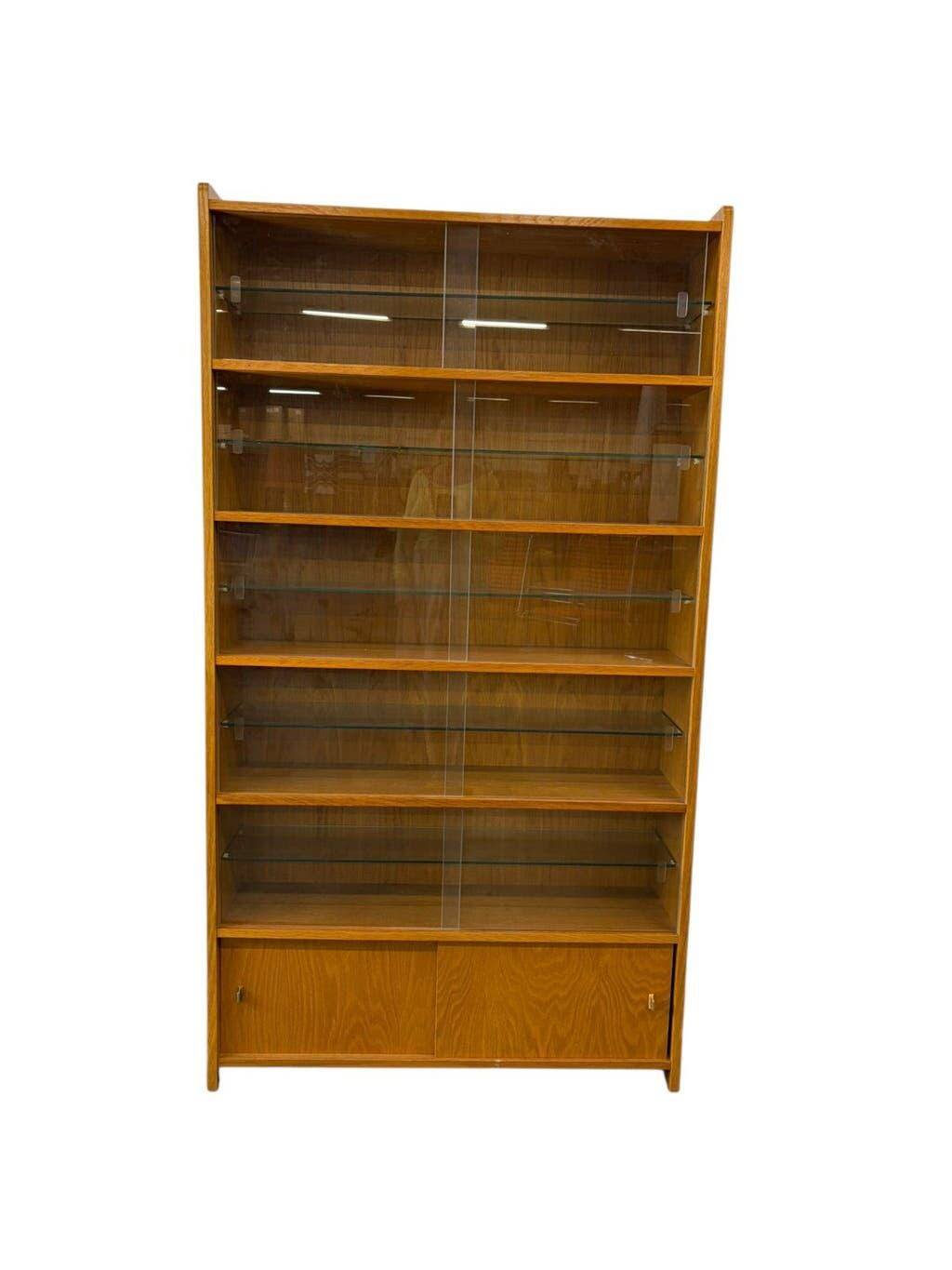 Étagère/vitrine/meuble de collection vintage en bois peu profond
