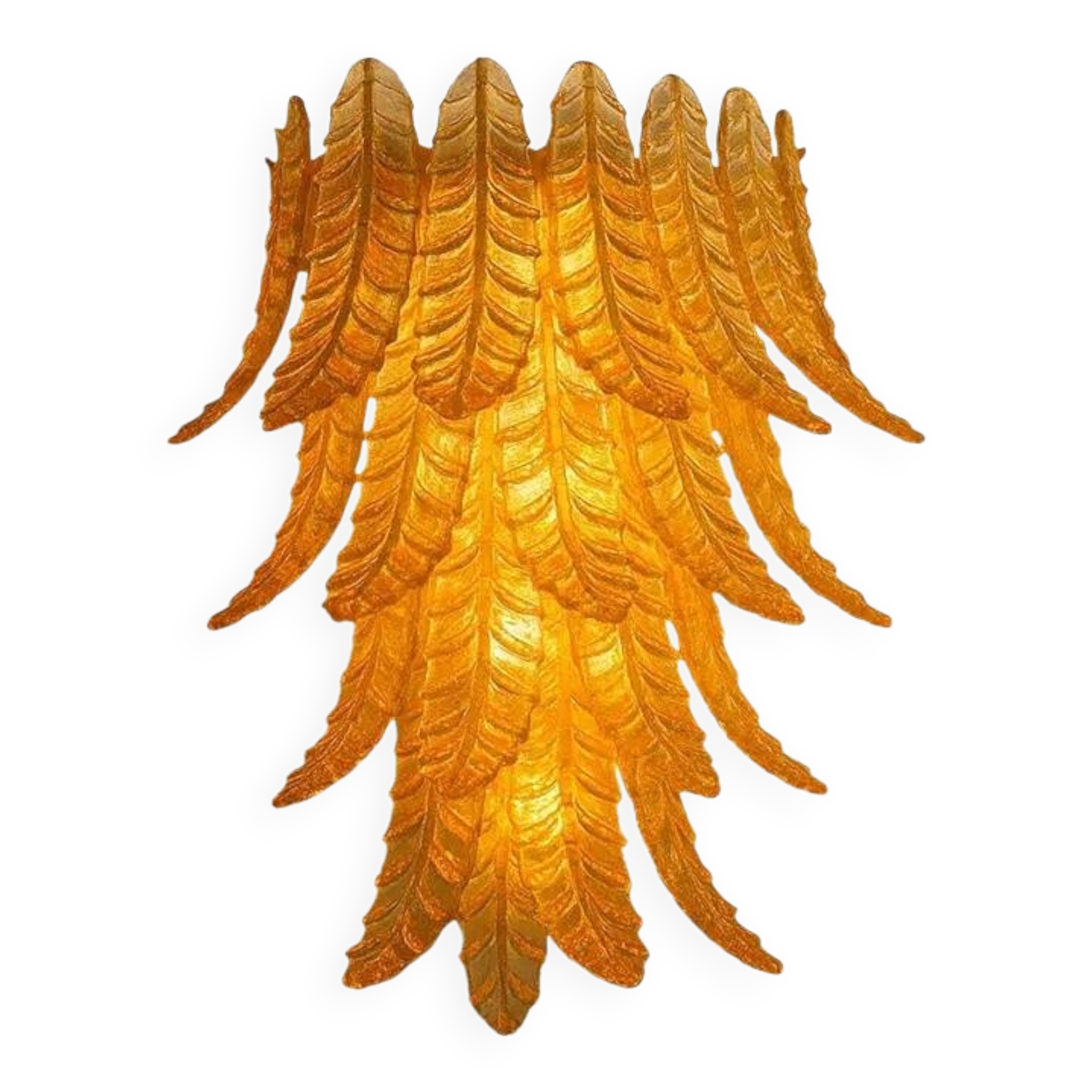 Italian Contemporary Amber "Felci" Murano Glass Wall Light