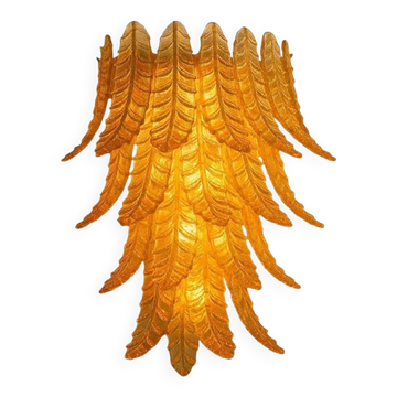 Italian Contemporary Italian Amber “Felci” Murano Glass Wall Light