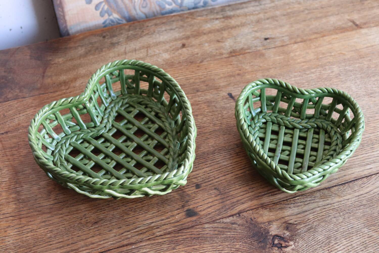 Woven ceramic heart-shaped baskets – Vallauris style