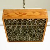 Beautiful 1970s square ceiling lamp made of pine wood by Alda Sweden