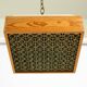 Beautiful 1970s square ceiling lamp made of pine wood by Alda Sweden