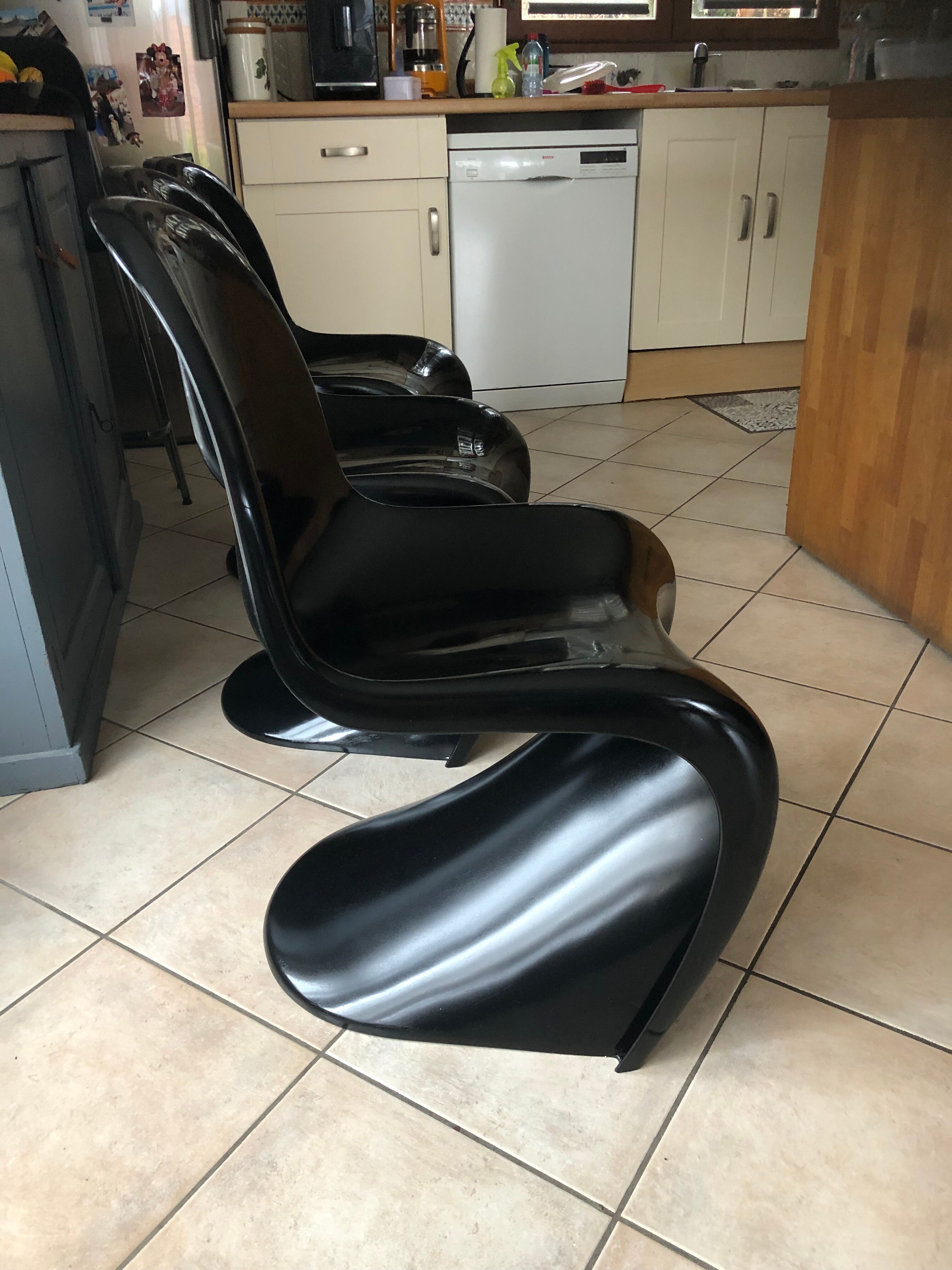 Set of 3 chairs Vintage black Verner Panton