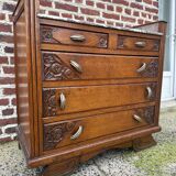 Art Deco chest of drawers, marble top, solid oak, dressing table