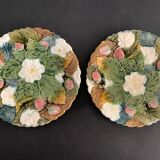 4 old and numbered dessert plates in slurry, strawberry model