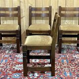 Set of 4 brutalist oak chairs from the 1950s