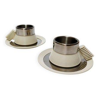 Pair of futuristic coffee cups by Carlo Giannini