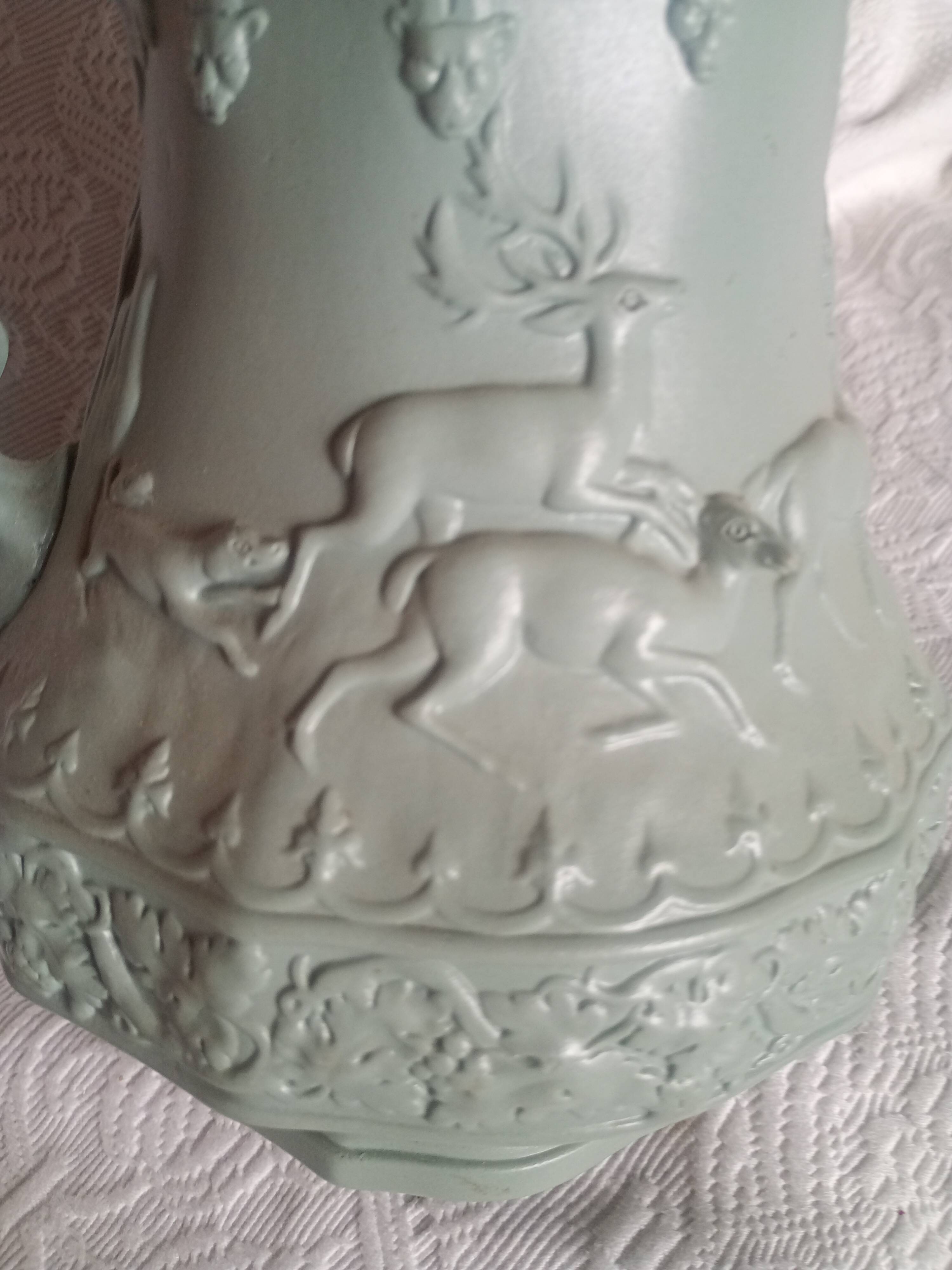 HUGHES & co - Jug Pitcher ANIMALS of the FOREST DEER Glazed Stoneware England