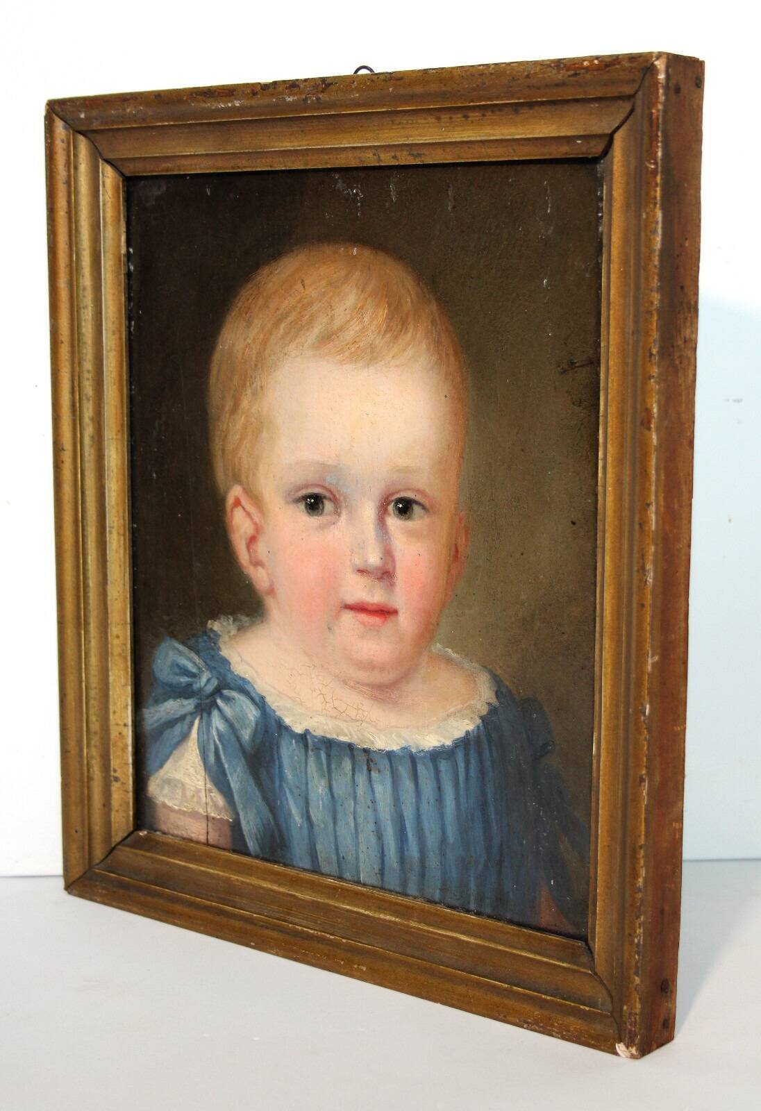 Antique 19th Century Oil Portrait Painting of a Child