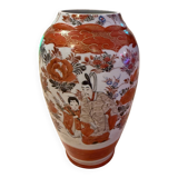 Large Japanese Kutani Porcelain Vase – Moriage Floral Relief – Early 2