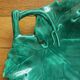 Vintage green vine leaf earthenware ceramic dish