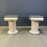 Vintage tessellated stone pedestal dining table by Maitland Smith, 1970s