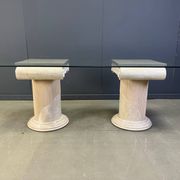 Vintage tessellated stone pedestal dining table by Maitland Smith, 1970s