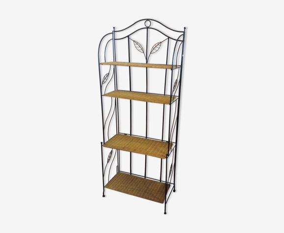 Etagère en acier et osier