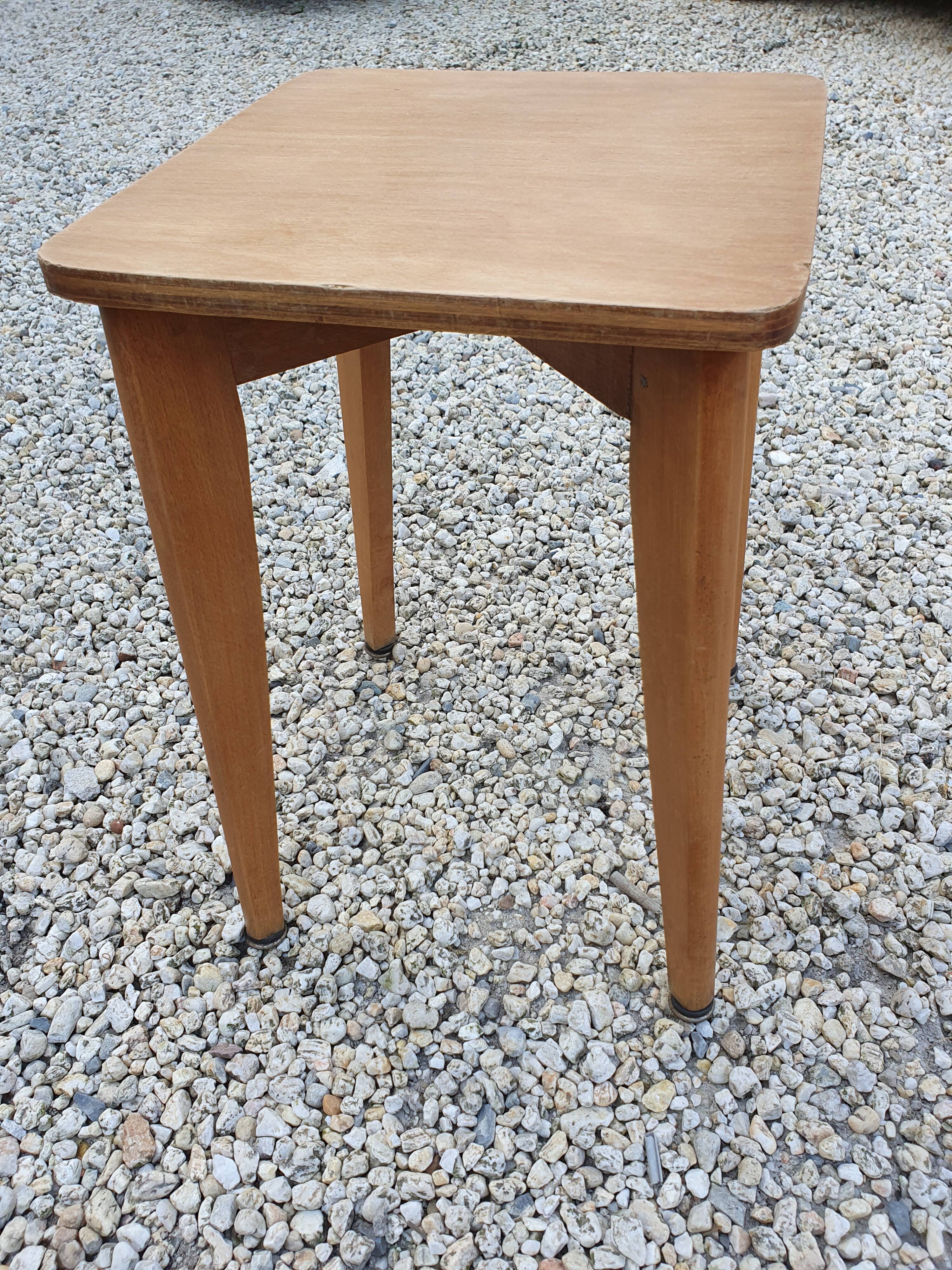 Vintage wooden stool compass feet