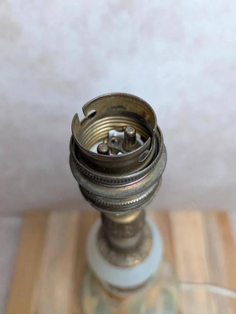 Vintage lamp base in onyx and brass