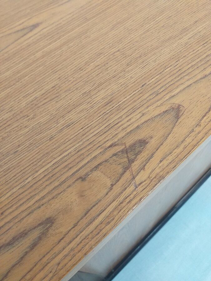 Sideboard storage modernist design 70s vintage oak metal