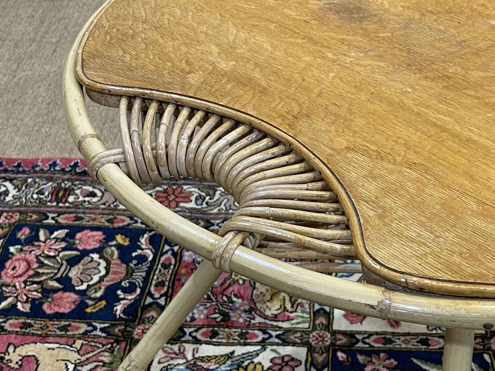 Rattan pedestal table from the 60s