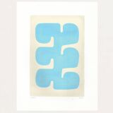 Painting on paper 30x40cm abstract illustration light blue signed eawy