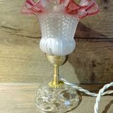 Upcycled vintage pink tulip glass table lamp