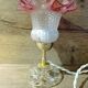 Upcycled vintage pink tulip glass table lamp