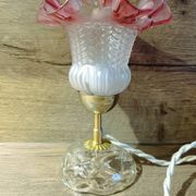 Upcycled vintage pink tulip glass table lamp