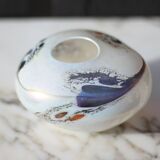 Vintage vase, small iridescent glass vase with patterns, blown glass, collection, interior decoration