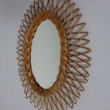 Italian rattan mirror, 1960s