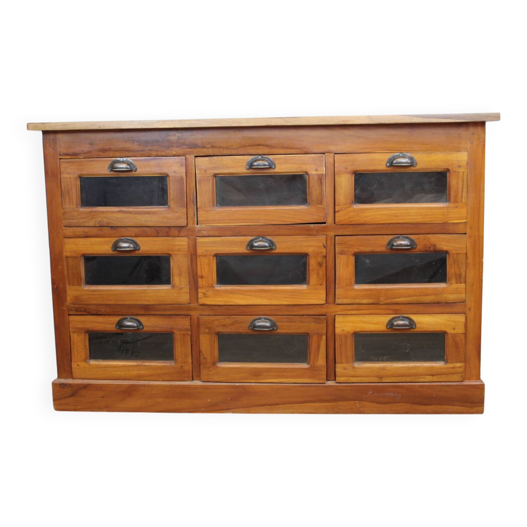 9-drawer chestnut seed cabinet, France 1960