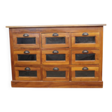 9-drawer chestnut seed cabinet, France 1960