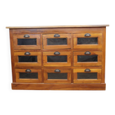 9-drawer chestnut seed cabinet, France 1960