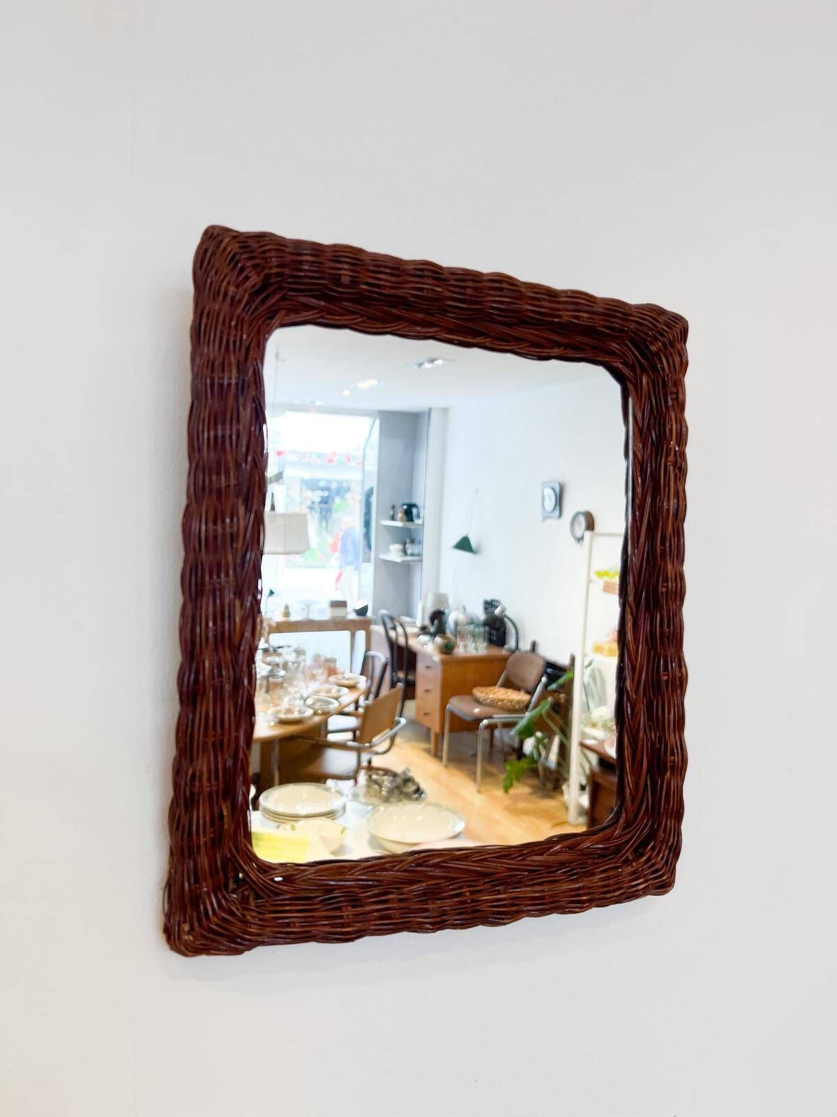 Miroir vintage cadre en osier