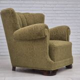 1960s, Danish vintage relax armchair, furniture cotton/wool, beech wood.