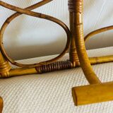 Vintage rattan wall-mounted coat rack