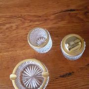 1950s Baccarat crystal and gold-plated metal smoker's kit