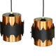 Pair of brass colored pendant lights by Werner Schou for Coronell Electro, Denmark 1960s