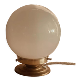 White opaline globe table lamp
