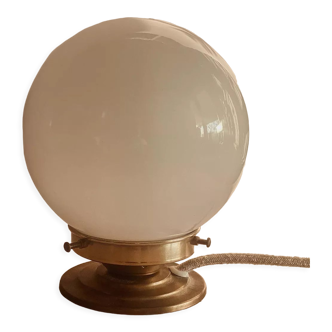 White opaline globe table lamp