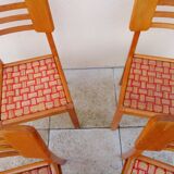 4 Cruége style  chairs, rare vintage wicker model