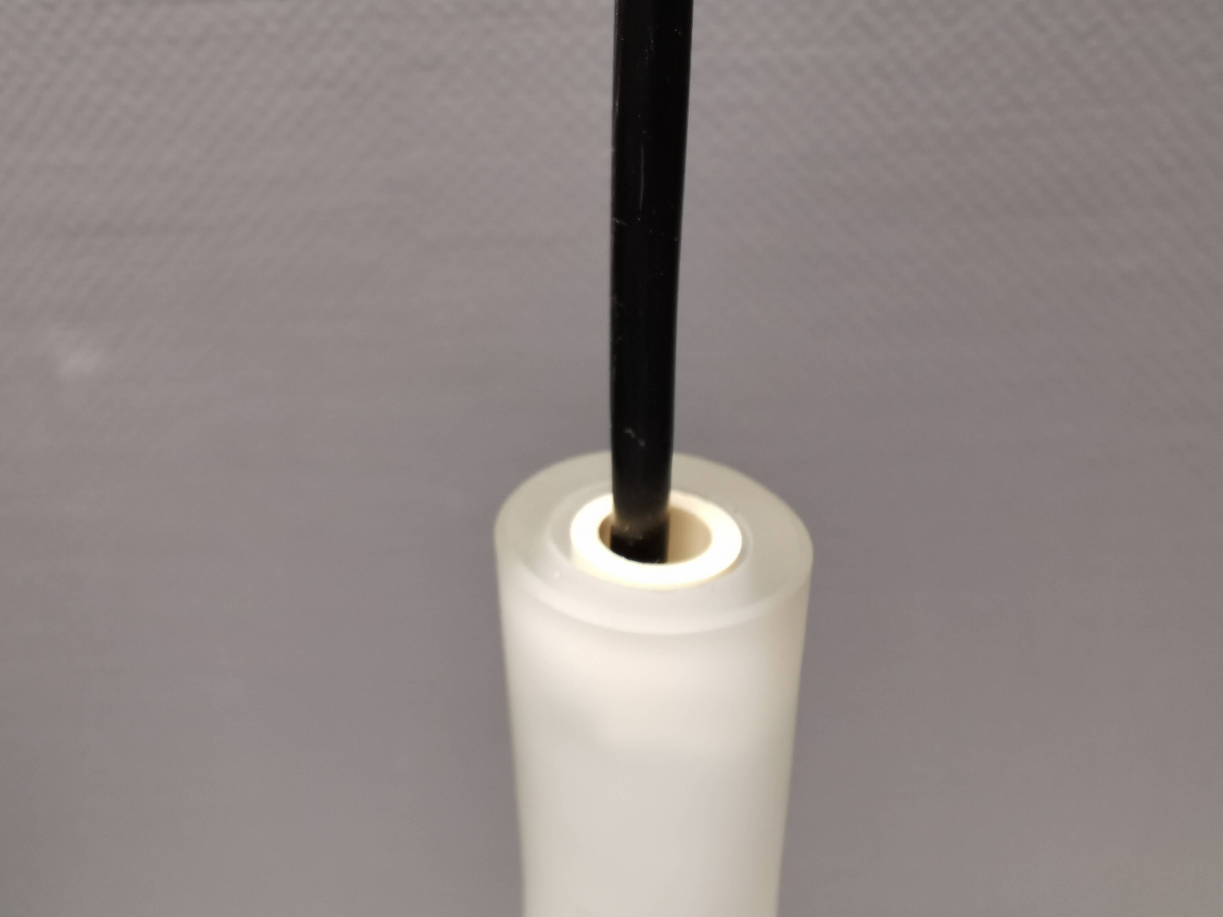 French hanging lamp in milky white glass, model gin fizz, produced by sce