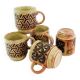 5 beige and fawn stoneware mugs - brown geometric decor - made in England - vintage 70s