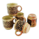 5 beige and fawn stoneware mugs - brown geometric decor - made in England - vintage 70s