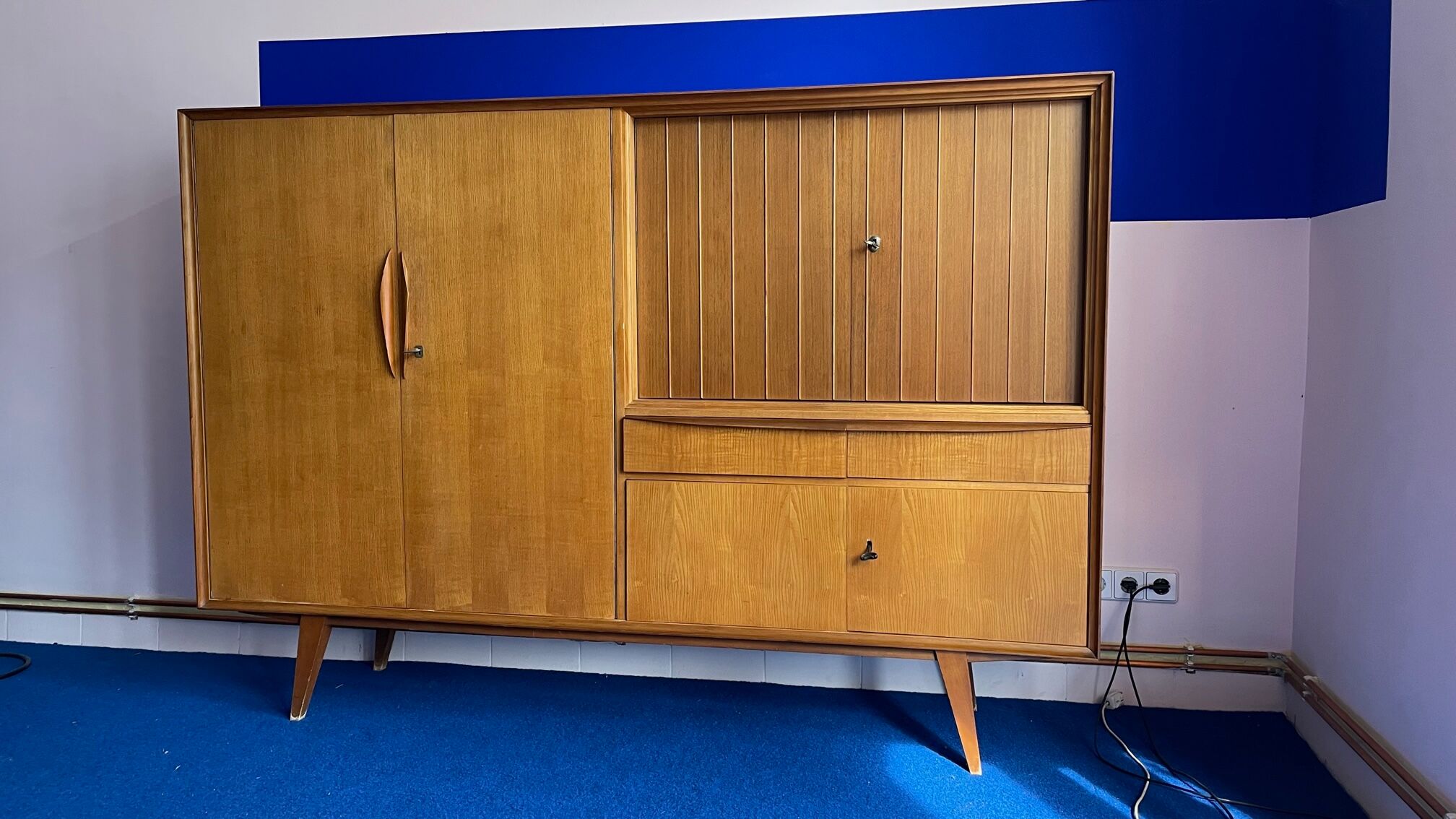 Highboard, living room furniture teak 60s vintage Danish