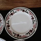 8 Terre de Fer dessert plates, “Damascus” model, Moulin des Loups and Hamage