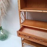 Bibliotheque étagère rotin vintage