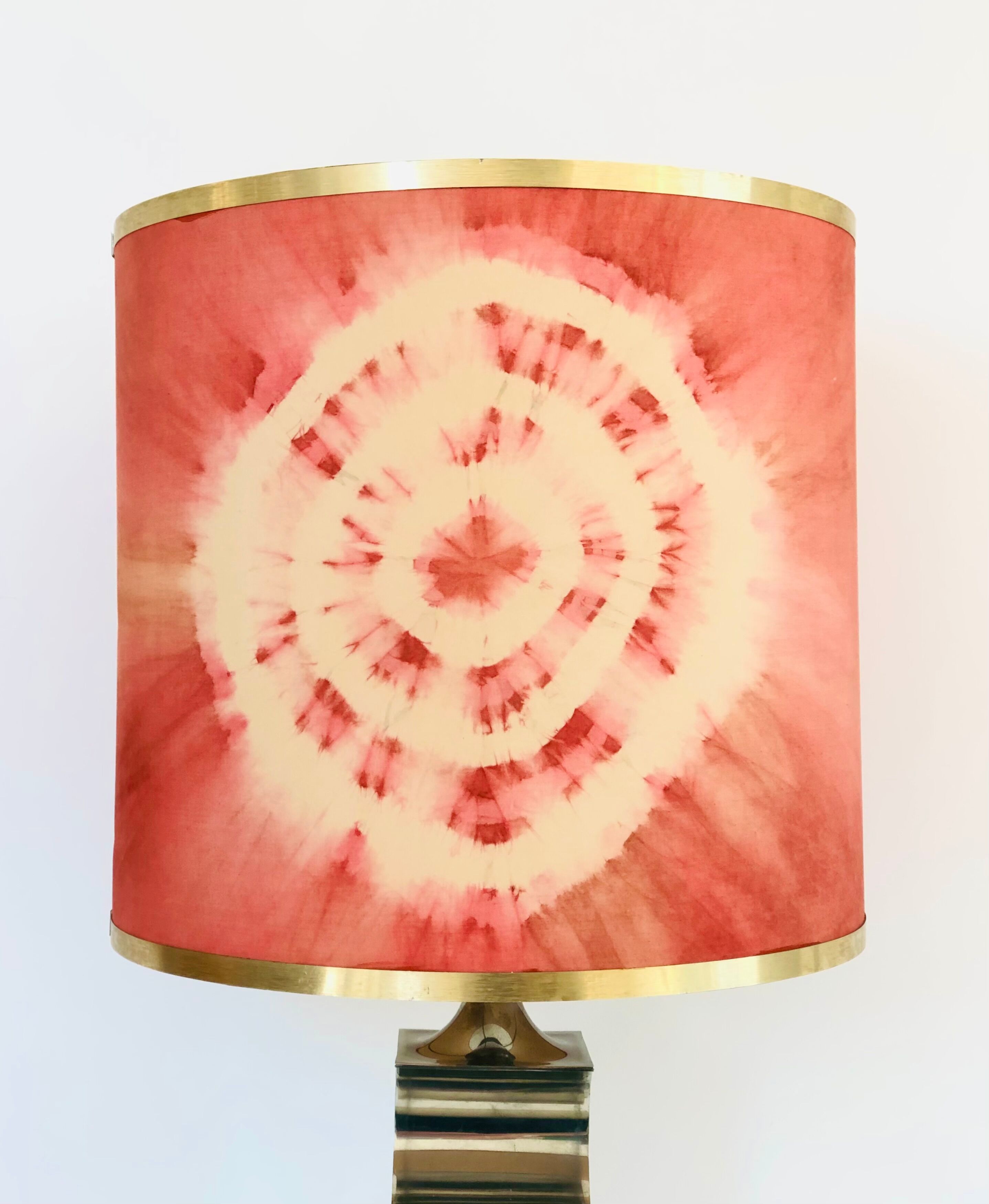 Vintage living room lamp pewter base, Italy 60s