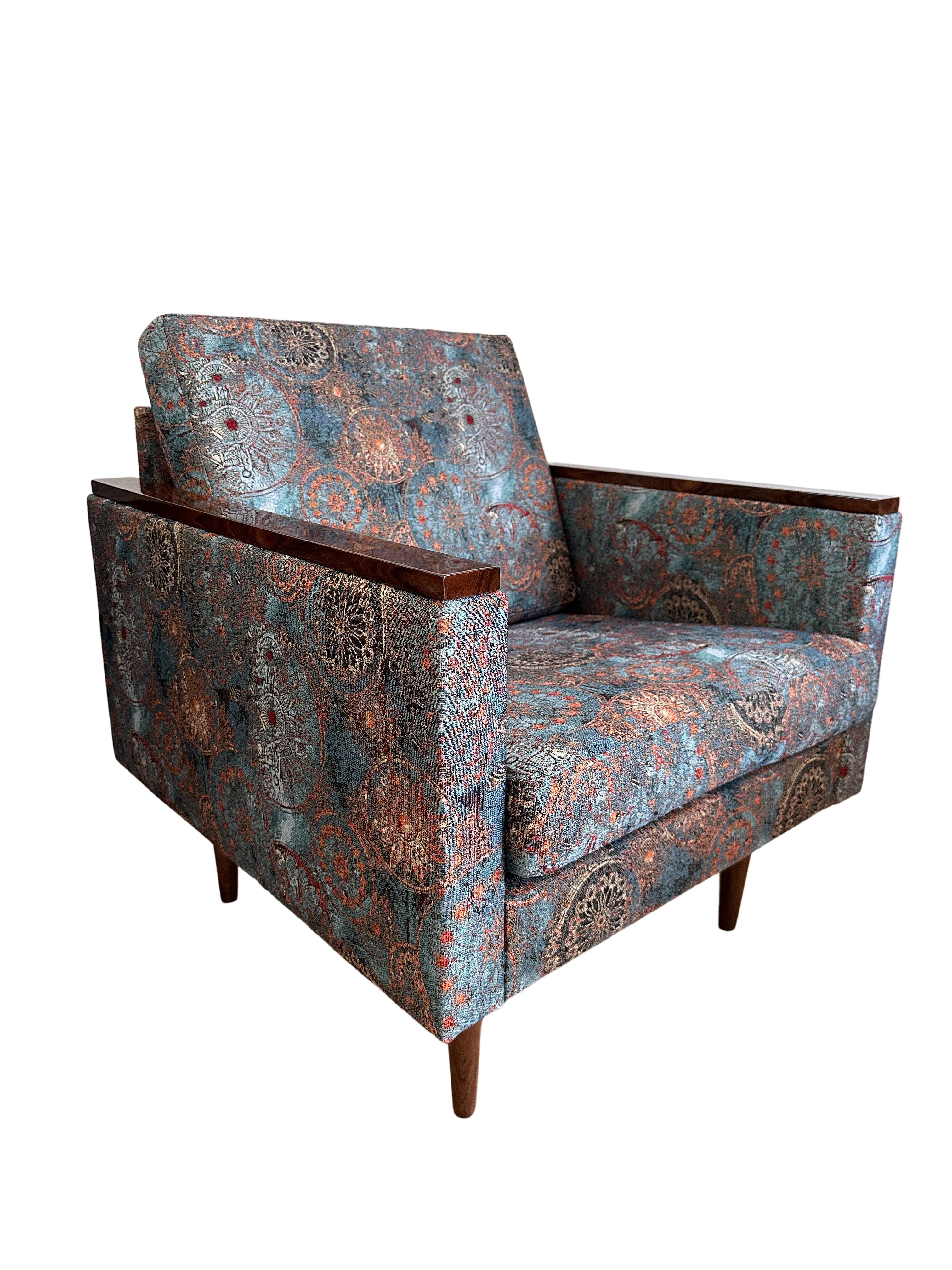 Fauteuils géométriques du milieu du siècle avec motif ethnique, Europe, années 1970